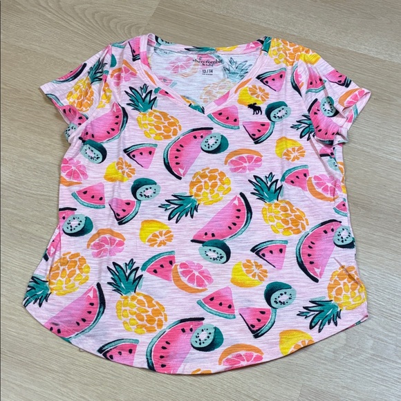 Abercrombie Kids Pink Fruit Print Tee 13/14 - Picture 1 of 6